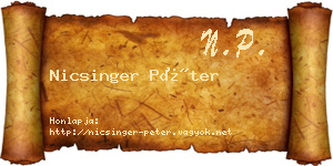Nicsinger Péter névjegykártya